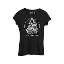 Sailing For Life Siyah Kadın Tshirt 001