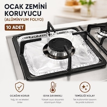 10 Adet Alüminyum Folyo Ocak Zemini Koruyucu -yağ Sıçrama Önleyici, Isıya Dayanıklı, Tek Kullanımlık, 20,5 X 20,5 Cm