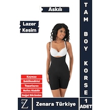 İz İç Göstermez Kaymaz Sıkılaştıran Şekillendiren Toparlayan Lazer Kesim Askılı Tam Boy Korse Siyah