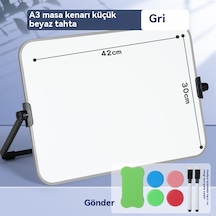 Evde Çalışma İçin Silinebilir Mesajlı Çift Taraflı Beyaz Tahta A3 Gri Yazı Tahtası Gri