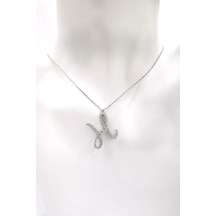 Omar Silver Kadın Büyük Boy H Harf Kolye Zirkon Taşlı Gümüş Harfl Omar Silver Kadın Büyük Boy H Harf Kolye Zirkon Taşlı Gümüş Harfl