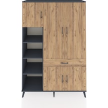 Hyperion Dolap 8 Raflı Tek Çekmeceli 5 Kapaklı 132x44x195 Antrasit-çam/çam Atlas Çam/atlas Çam