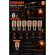 6 Lı Paket 15w E14 Fırın Ampulü 300 C Isıya Dayanıklı Sarı Işık