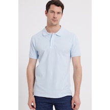 Tudors Erkek Slim Fit Dar Kesim %100 Pamuk Turkuaz Polo Yaka Tişört-46216 Turkuaz