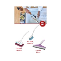 Flora 3 Lü Trendy Temizlik Seti, F367 Bulaşık Fırçası + F388 Lavabo Küvet Fırçası + F009 Camsil Seti