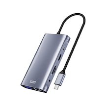DM CHB055 Type-C to HDMI VGA RJ45 Ethernet 3*USB 3.0 Aux PD TF SD Kart Okuyucu Dönüştürücü