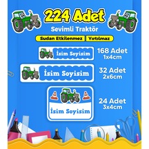 Traktör Temalı Okul Kreş Kişiye Özel İsim Etiket Seti - Model 66 Çok Renkli