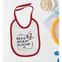 BK Kids Avukat Olucam Tasarımlı Kırmızı Bebek Mama Önlüğü-1 Kırmızı