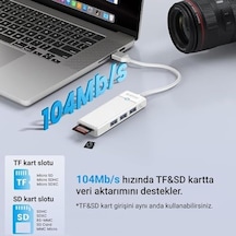 Usb 3.0 To 3.0 Tf Sd Kart Okuyucu 3 Portlu Usb 3.0 Çoklayıcı Adaptör Beyaz