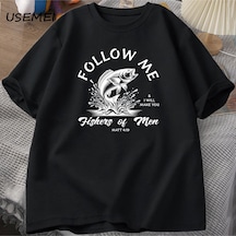 Flood Of Style Fishers Of Men T Shirt Men Retro Christian T-shirt Cotton Men's Bible Tshirt Christian Dad Fi Siyah