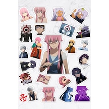 Mirai Nikki The Future Diary Anime Telefon Laptop Yapışkanlı Folyo Sticker Paketi 23 Adet Çok Renkli