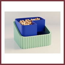 Storeşahin 3d Baskı Fıstık Kasesi - Çift Hazneli Kabuk Ayırıcı Sunum Kasesi - Mint Mavi Shn0720