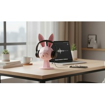 Happy3dworld Tavşan Figürlü Kulaklık Standı, 3d Baskı Kawaii Masaüstü Dekor