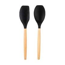 Tantitoni Bambu Saplı Füme Renkli Silikon Büyük Kaşık Ve Spatula Seti
