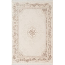 Look Classıc Lk004g Çerçeveli Krem Klasik Desen Akrilik Dokuma Taban Tozuaz Oturma Odası Halısı-1032 Krem