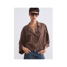 LC Waikiki Alıta Cıty Farkıyla Lcw Vision Kahverengi Modal Karışımlı Oversize Kadın Gömlek Kahverengi - 931522797 Kahverengi