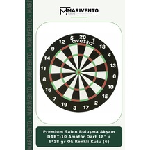 Premium Salon Buluşma Akşam Dart-10 Amatör Dart 18" + 6 18 Gr Ok Renkli Kutu 6