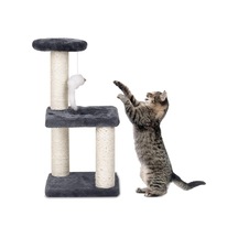 Sisal Tırmalama Kutuplu Küçük Kedi Ağacı, Kapalı Kediler İçin Kedi Oyuncakları, Kedi İnteraktif Oyuncaklı Kedi Tırmalama Direği, Küçük Kediler İçin Kolay Kurulum Kedi Kulesi Gri