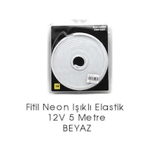 Neon Isık Fitil Seffaf Elastik 5 M Beyaz 12 V