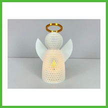 Vaveni 3d Baskı File Dokulu Melek Tealight Mumluk 14,5 Cm Altın Haleli Dekoratif Fener Şamdan Masa Süsü Arz