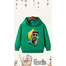 Cristiano Ronaldo Cr7 Baskılı Kapüşonlu Çocuk Sweatshirt Yeşil