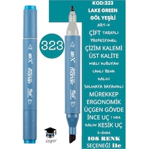 Çift Taraflı Profesyonel Çizim Kalemi Kalıcı Mürekkep Üçgen Gövde İnce Uç 1 Mm Kesik Uç 2-6mm Sketch 323-göl Yeşili
