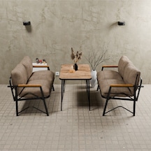 Mb Garden Furnıture Simetri Model, Balkon, Mutfak, Bahçe,cafe,metal Koltuk Takımı,bahçe Takımı,çay Seti, 2+2 Takım+masa Kapuçino Cappuccino