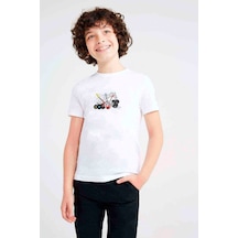 Tshirthane Müzik Akort Baskılı Unisex Çocuk Beyaz T-Shirt