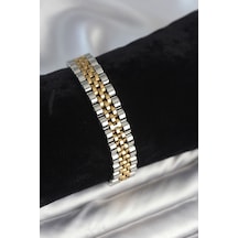 316l Çelik 12 Mm Kalınlıkta Gold Ve Gümüş Renkli Erkek Bileklik - Özel Seri Bzsurn011714 Altın - Gümüş