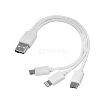 3 In 1 Lightning Micro Usb Type C Şarj Data Kablo
