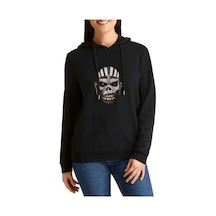 Iron Maiden Eddie Baskılı Siyah Kadın Kapşonlu Sweashirt
