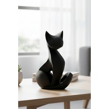 Siyah Kedi Heykel - Minimalist Ve Şık Dekorasyon Objesi