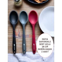Sert Uçlu Isıya Dayanıklı Silikon 28 Cm Kaşık Syh-gri-fşy
