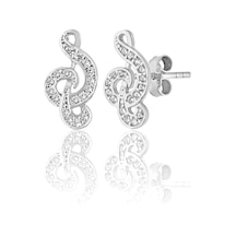 Zanaatsilver 925 Ayar Gümüş Rodyum Kaplama Müzik Sembolü Küpe