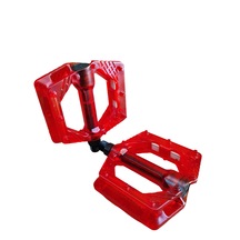 Renkli Platform Pedal Şeffaf Transparan Bilyalı Reflektörlü Bisiklet Pedalı 10x10 Cm Kırmızı