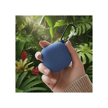 Caseonn Galaxy Buds Live - Buds Pro Kılıf Askı Aparatlı Mat Silikon Koyu Mavi
