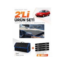 Mazda 323 Hatchback Bg Kasa 1991-1995 Uyumlu Torpido Örtüsü + Deri Bagaj Çantası Seti - Siyah Mavi