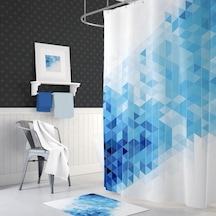 Mavi banyo perdesi-180x00 cm dijital baskı duş perdesi Mavi