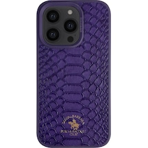 Santa Barbara Polo Racquet Club Apple iPhone Uyumlu  14 Pro Max Kılıf Pu Deri Timsah Tasarım Business Knight Kapak Mor