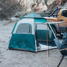 Kuara Tam Otomatik 3-4 Kişilik Su Geçirmez Kamp Çadırı - Pop-up, Çift K Turkuaz