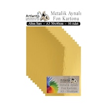 Metalik Aynalı Fon Kartonu 10 Lu A3 30x42 Cm 1 Paket Okul Sınıf Dekoratif Pırıltılı Folyo Kağıt Dekoratif Anasınıfı Kreş Sarı