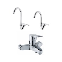 Mutfak Bataryası + Lavabo Bataryası + Banyo Bataryası Seti Krom