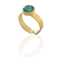 Kadir Jewellery 22 Ayar Altın Kaplama Zirkon Taşlı Kadın Minimal Yüzük Ördek Yeşil 99715437
