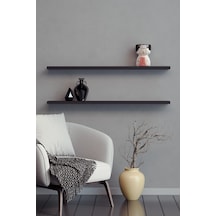 Yankı-BYEG 2li 80 cm Mat Siyah Mdf Duvar Rafı Gizli Bağlantı Kitaplık