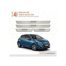 Peugeot 208 2012-2019 Uyumlu Satine Krom Kapı Koruma Eşiği 4 Parç