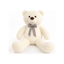 90 Cm Rengarenk Papyonlu Peluş Ayıcık -% 100 Yerli Beyaz 001 - Beyaz