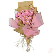 9 Pelüş Ayıcıklı Ve Led Işıklı Buket, 57cm X 45cm - Pembe