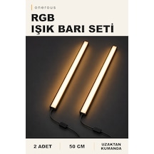 Onerous 2 Adet 50 Cm Rgb Led Işık Barı Seti, Uzaktan Kumandalı Beyaz