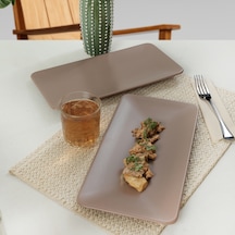 Keramika Mat Toprak Taupe Siera Kayık Tabak 33 Cm 2 Adet 977