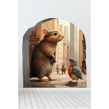 Fare Deliğinde Şehir Tasarımlı Çocuk Bebek Odası Süpürgelik Duvar Sticker